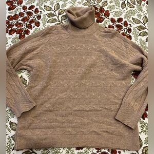 Bianco & Blu Tan Cable Knit Sweater Made in Italy Size Small